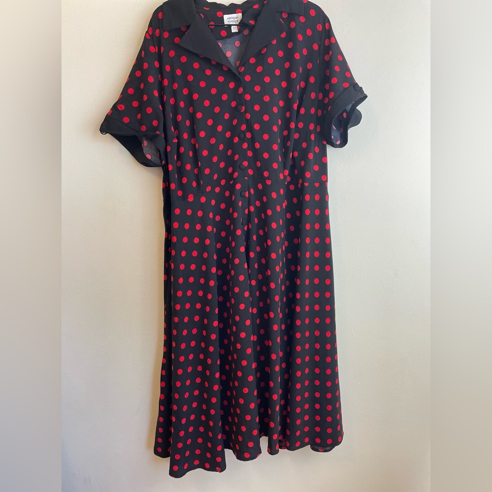 Red & black polka dot dress by Unique Vintage, sz 3X/20